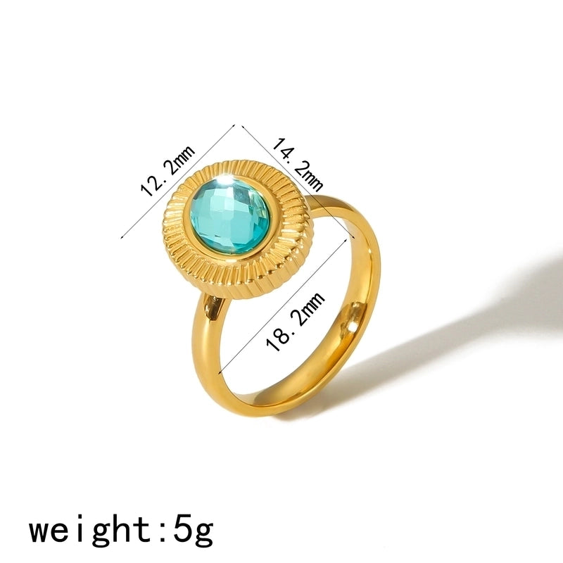 304 Stainless Steel 18K Gold Plated Minimalist Classic Style Polishing Plating Inlay Oval Zircon Rings Earrings