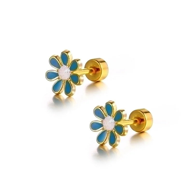 Minimalist Flower 304 Stainless Steel No Inlaid Earrings Ear Studs