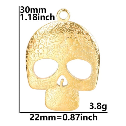 2 Pieces Minimalist Classic Style Skull 304 Stainless Steel Plating Pendant Necklace
