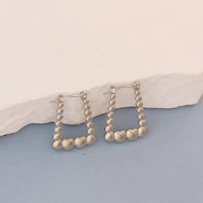 1 Pair Minimalist Round Square Heart Shape 304 Stainless Steel Earrings