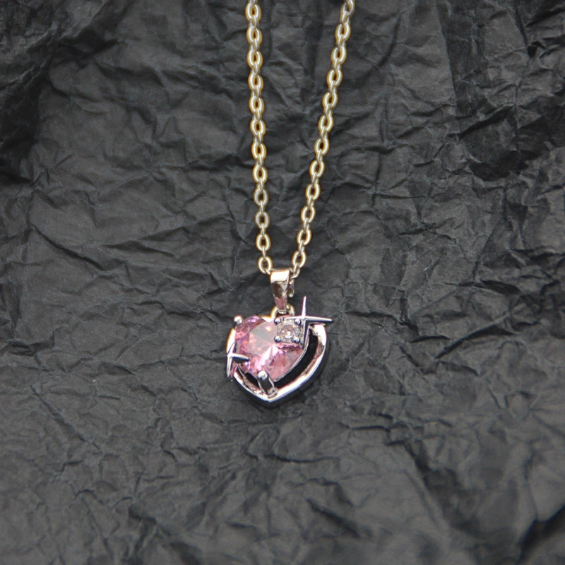 10 Pieces Casual Elegant Basic Moon Heart Shape Bow Knot Titanium Steel Copper Zircon Plating Inlay Pendant Necklace