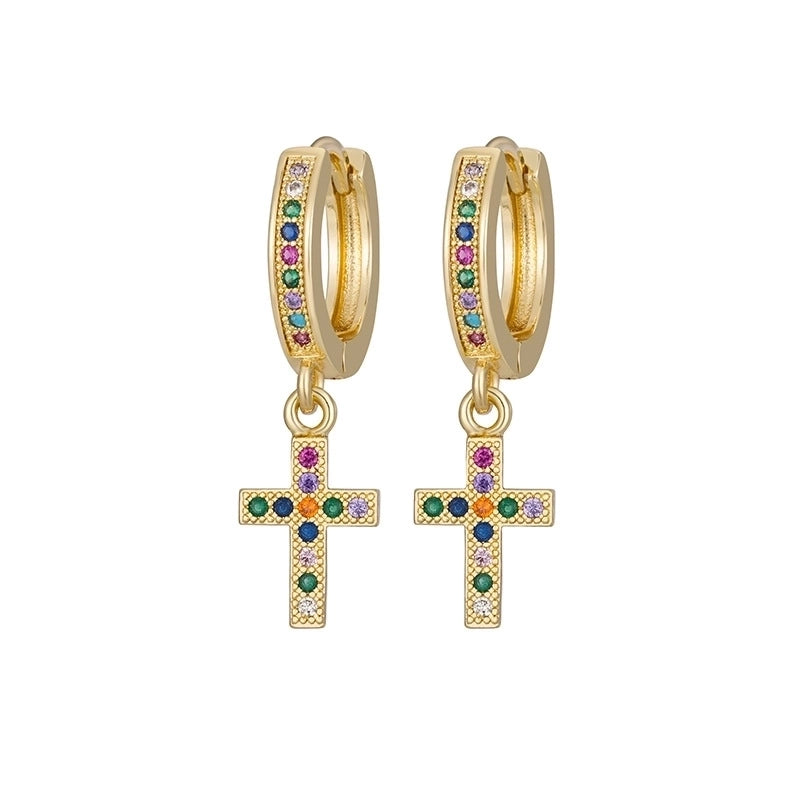 1 Pair Vintage Style Tortoise Cross Butterfly Plating Inlay Copper Rhinestones Drop Earrings