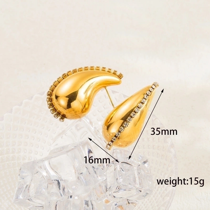 1 Pair Minimalist Water Droplets Plating 304 Stainless Steel 18K Gold Plated Stainless Steel Earrings
