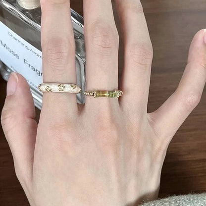 Copper Inlay Animal Artificial Pearls Artificial Diamond Copper Rings