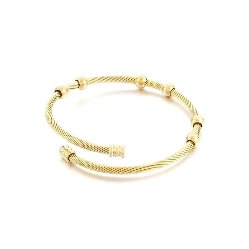 Minimalist Round Stainless Steel 18K Gold Plated Bangle In Bulk