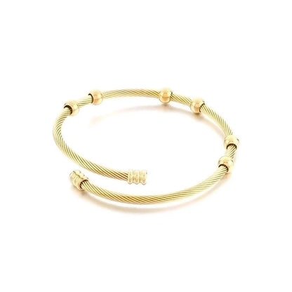Minimalist Round Stainless Steel 18K Gold Plated Bangle In Bulk