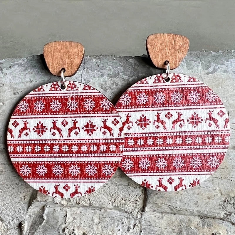 1 Pair Minimalist Christmas Tree Wood Drop Earrings