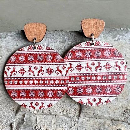 1 Pair Minimalist Christmas Tree Wood Drop Earrings