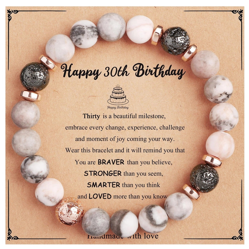 New Natural Stone Beaded Bracelet Birthday Christmas Gift Emperor Stone Powder Zebra Bracelet