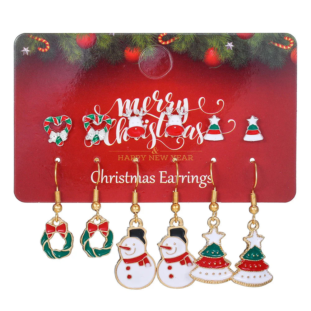 2 Pieces 1 Set Fashion Christmas Tree Santa Claus Christmas Socks Enamel Alloy Drop Earrings