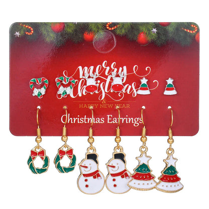 2 Pieces 1 Set Fashion Christmas Tree Santa Claus Christmas Socks Enamel Alloy Drop Earrings