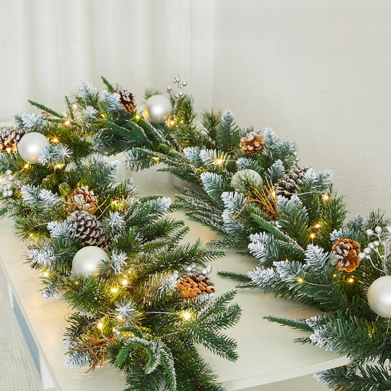 Christmas Decorative Dense Flocked Snowflake Vine Hotel Mall Window Display Doorway Stair Handrail Arrangement