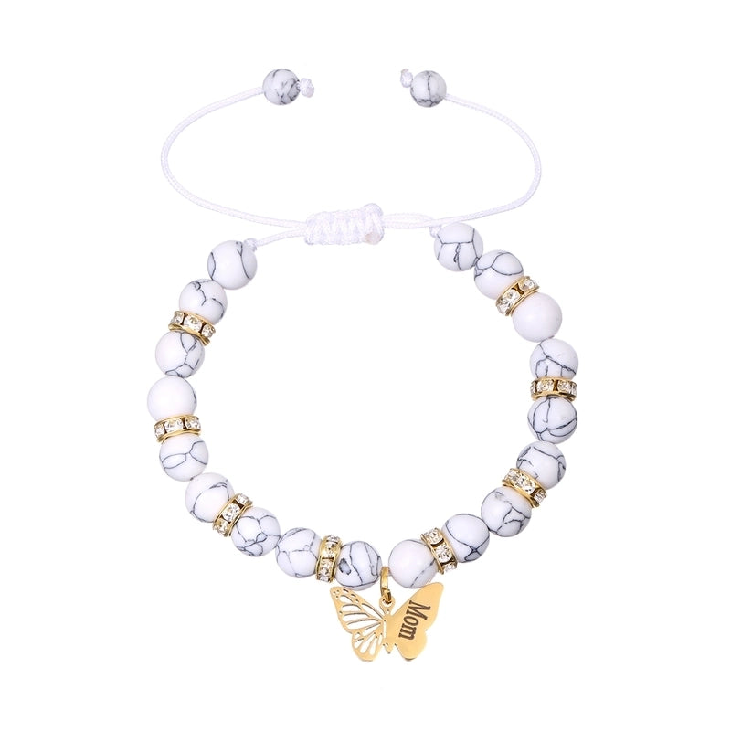 Basic Modern Style Classic Style Letter Butterfly 18K Gold Plated Alloy Stone Drawstring Bracelets