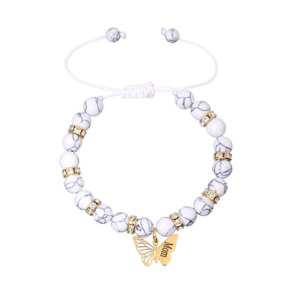 Basic Modern Style Classic Style Letter Butterfly 18K Gold Plated Alloy Stone Drawstring Bracelets