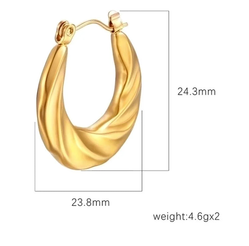 1 Pair Minimalist Classic Style Solid Color Plating 201 Stainless Steel 18K Gold Plated Earrings