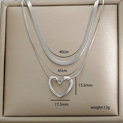Modern Style Classic Style Letter Heart Shape Flower 304 Stainless Steel Plating Double Layer Necklaces Pendant Necklace