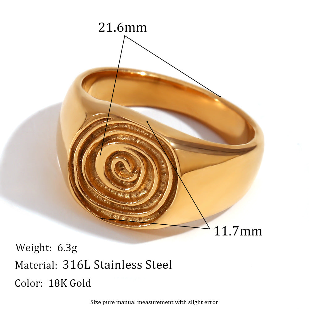 Fashion Niche Quadrilateral Circle Geometric Stainless Steel 18K Gold Plated Rings