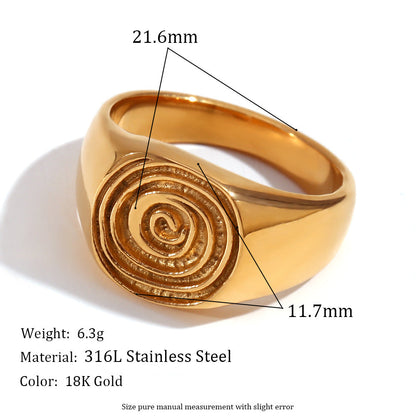 Fashion Niche Quadrilateral Circle Geometric Stainless Steel 18K Gold Plated Rings