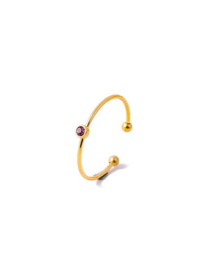 Casual Minimalist Round 304 Stainless Steel Zircon Inlay Open Rings