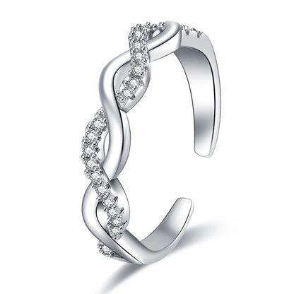 Minimalist Solid Color Copper Plating Inlay Artificial Diamond Rings 1 Piece