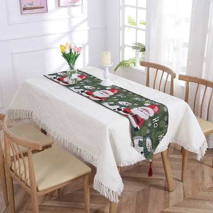 Christmas Christmas Tree Santa Claus Elk Polyester Christmas Tablecloth
