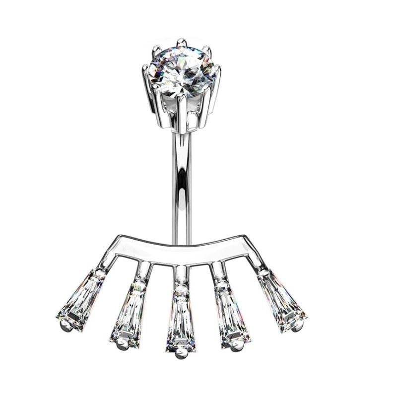 1 Piece Belly Rings Minimalist Heart Shape Wings Butterfly 316L Stainless Steel Copper Inlay Zircon