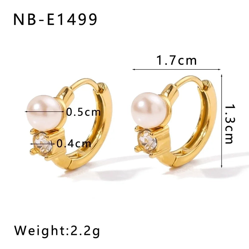 1 Piece Modern Style Minimalist Classic Style Geometric Inlay 304 Stainless Steel Rhinestones Glass Bead 18K Gold Plated Earrings