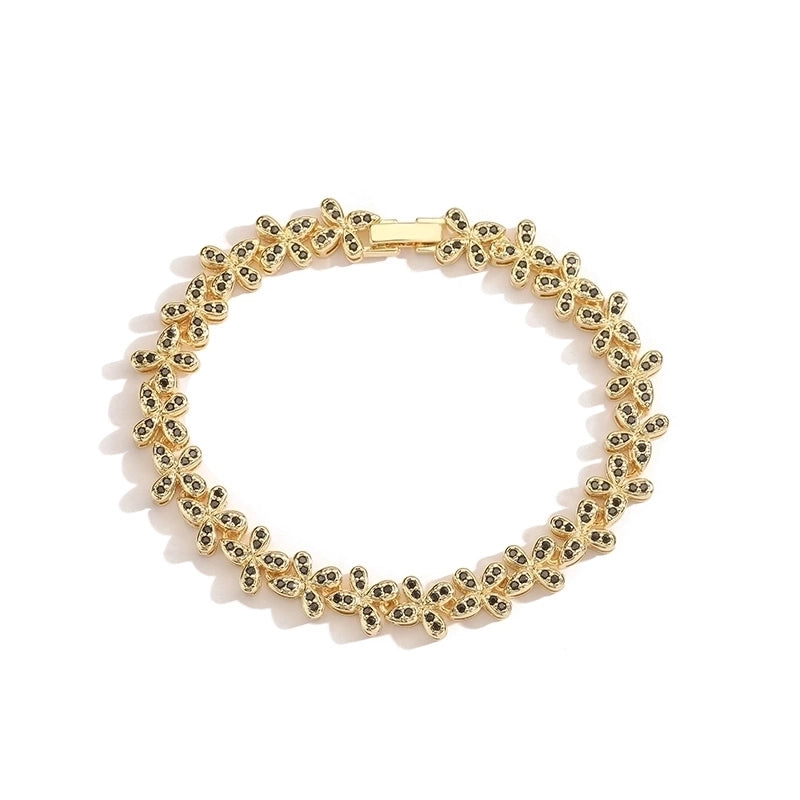 Copper 18K Gold Plated Plating Inlay Butterfly Zircon Bracelets Necklace