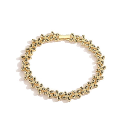 Copper 18K Gold Plated Plating Inlay Butterfly Zircon Bracelets Necklace