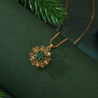 Elegant Sweet Christmas Tree Snowflake 201 Stainless Steel Zircon Pendant Necklace