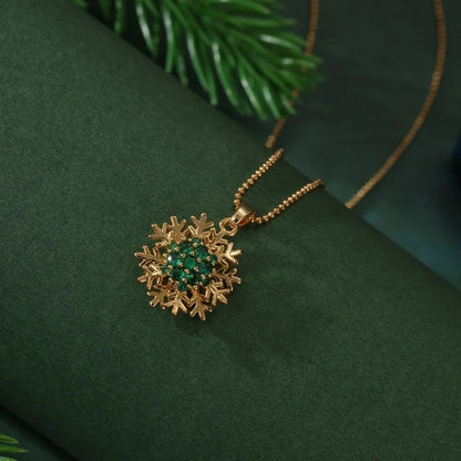 Elegant Sweet Christmas Tree Snowflake 201 Stainless Steel Zircon Pendant Necklace