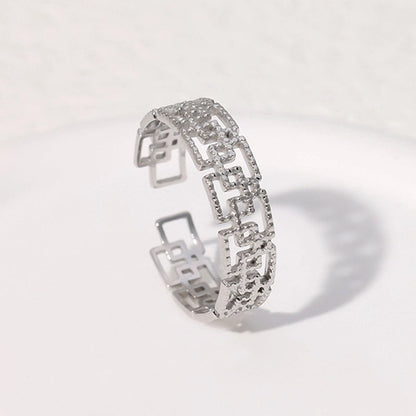 Casual Minimalist Geometric 304 Stainless Steel Hollow Out Inlay Open Rings