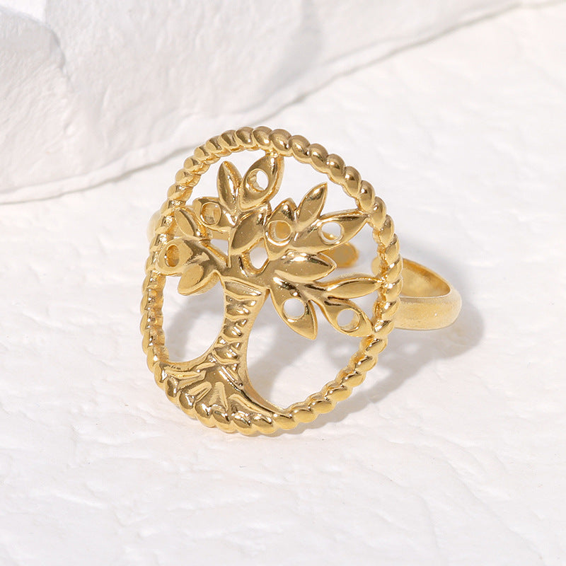 Open Ring Expressive Tree Stainless Steel Electroplating Rings