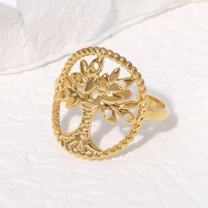 Open Ring Expressive Tree Stainless Steel Electroplating Rings