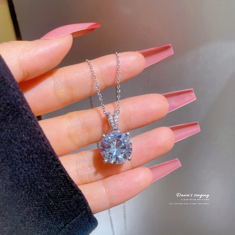 Fashion Geometric Titanium Steel Copper Plating Artificial Diamond Necklace