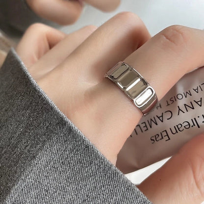 Minimalist Flower Rectangle Brass Plating White Gold Plated Open Rings