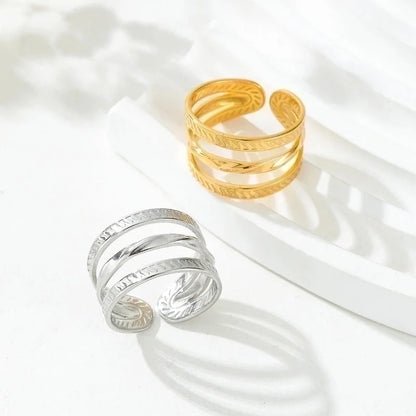 Y2K Exaggerated Geometric Round Dots 304 Stainless Steel 18K Gold Plated Plating Open Rings