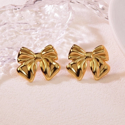 1 Pair Casual Minimalist Classic Style Bow Knot 304 Stainless Steel Imitation Gold Ear Studs