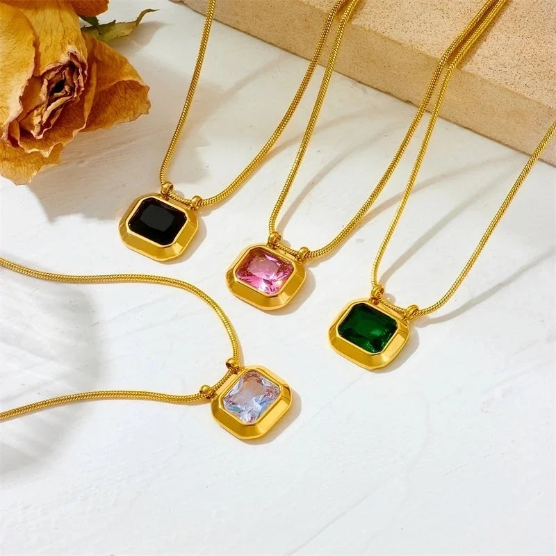 Cute Sweet Star Bow Knot Shell Titanium Steel Pearl 18K Gold Plated Hollow Out Inlay Pendant Necklace