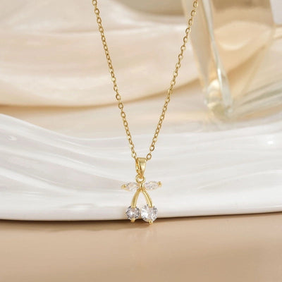 Minimalist Cherry Titanium Steel Plating Pendant Necklace