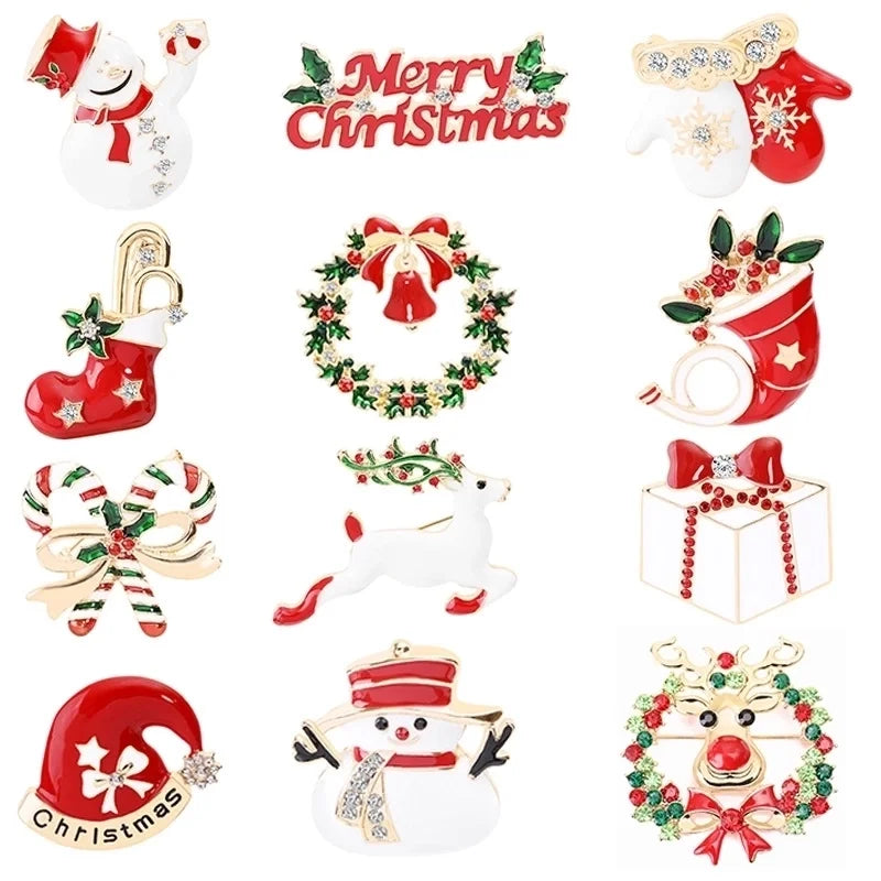 Fashion Pin Snowman Elk Alloy Rhinestones Women'S Brooches