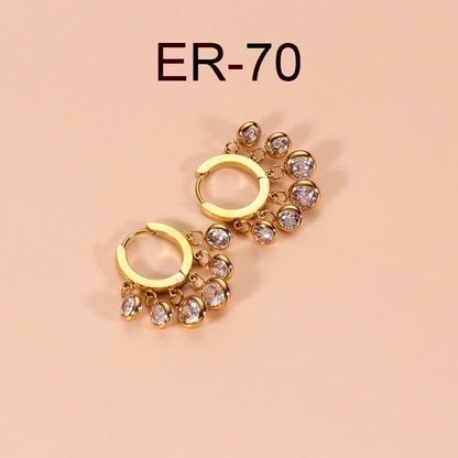 1 Pair Fashion Sector Heart Shape Tassel Gold Plated Inlay 304 Stainless Steel Zircon Stainless Steel Earrings