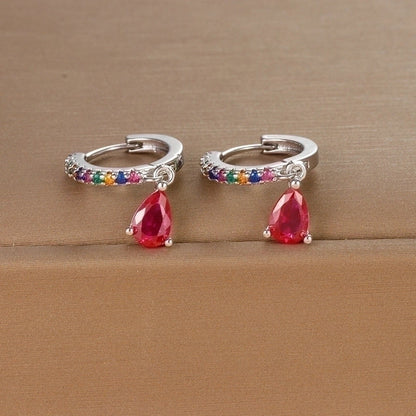 1 Pair IG Style Shiny Water Droplets Plating Inlay Copper Zircon Drop Earrings