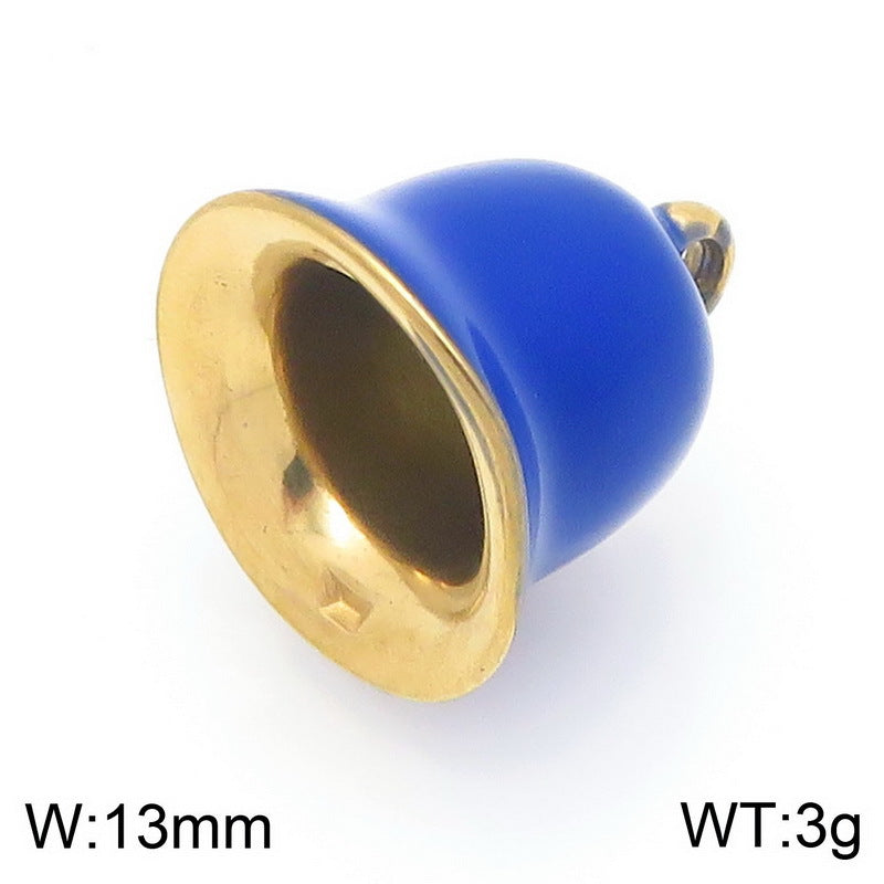 Stainless Steel Colorful Enamel Oil Drop Bell Pendant Christmas Gift Series Colorful Diy Accessories Pendant