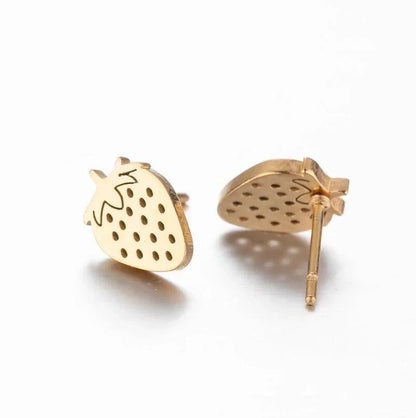 1 Pair Fashion Strawberry Plating 304 Stainless Steel 18K Gold Plated Ear Studs