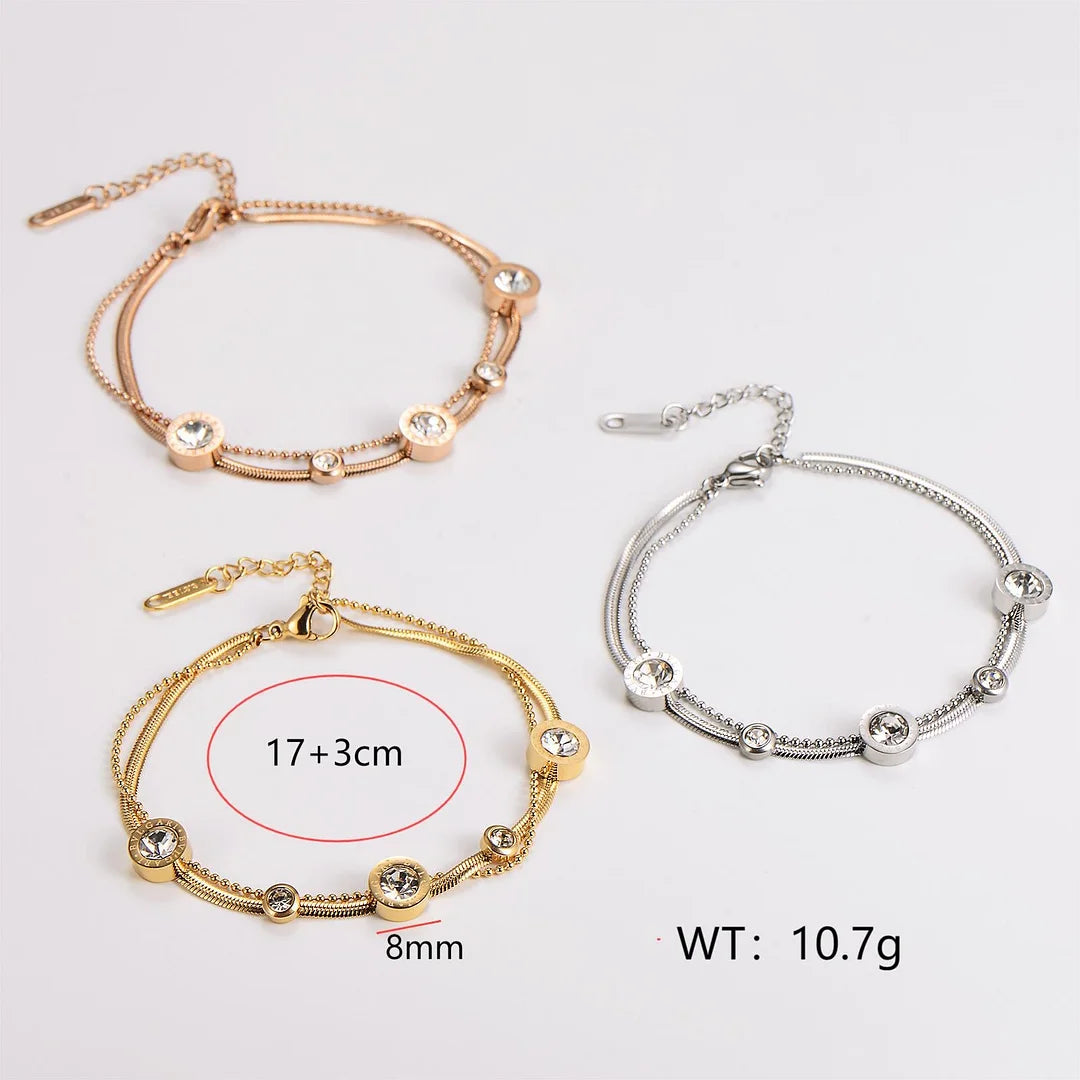 Women Moderate Luxury Circle Stainless Steel Electroplating Bracelets