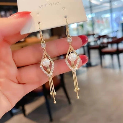 1 Pair Minimalist Geometric Plating Inlay Alloy Artificial Pearls Rhinestones Earrings