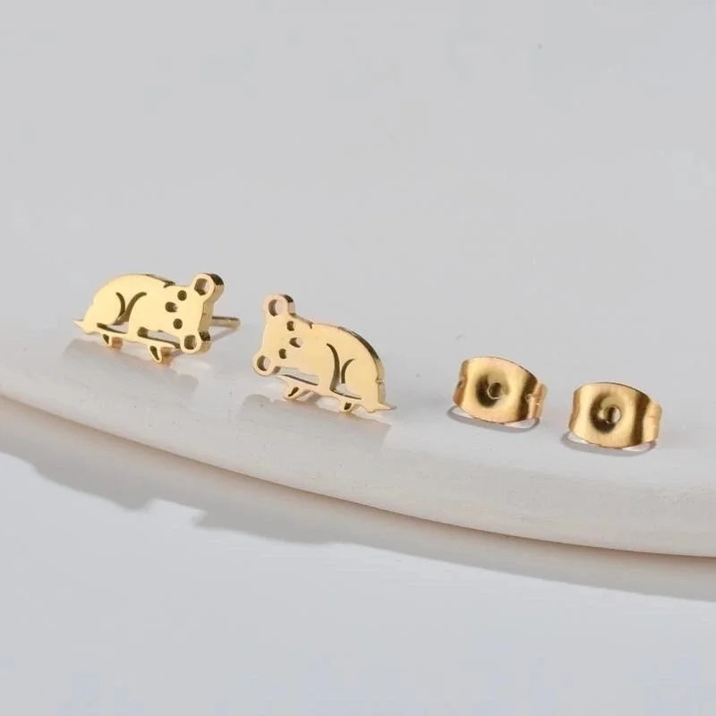 1 Pair Fashion Animal 304 Stainless Steel 18K Gold Plated Ear Studs