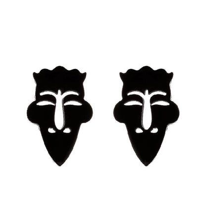 1 Pair Halloween Fashion Smile Face Star Skull Plating Hollow Out Stainless Steel Ear Studs