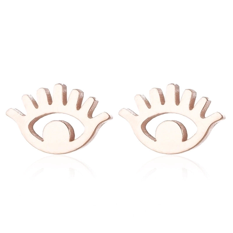 Women's Fashion Eye Metal No Inlaid Ear Studs Plating Stainless Steel Earrings